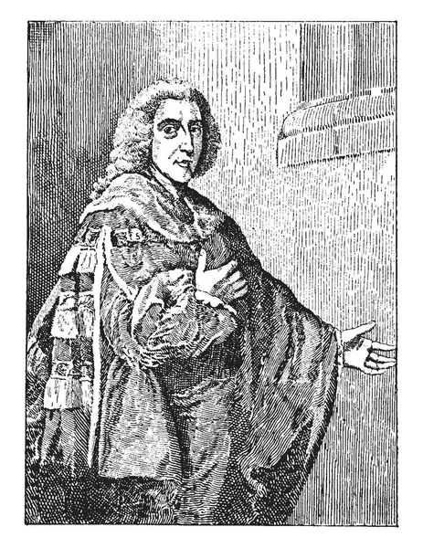 윌리엄 1708 1778 휘그당 그룹의 정치가 내각의 일원이 그것의 비공식적인 — 스톡 벡터