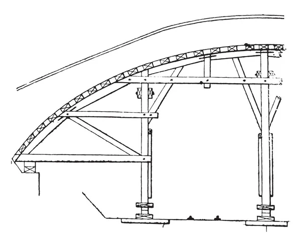 Hanger Arch Gewelf Met Service Vintage Gegraveerde Afbeelding Industriële Encyclopedie — Stockvector