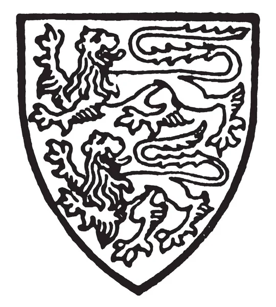 Фотерингеме Серебро Два Льва Соболя Рисунок Винтажной Линии Гравировка — стоковый вектор