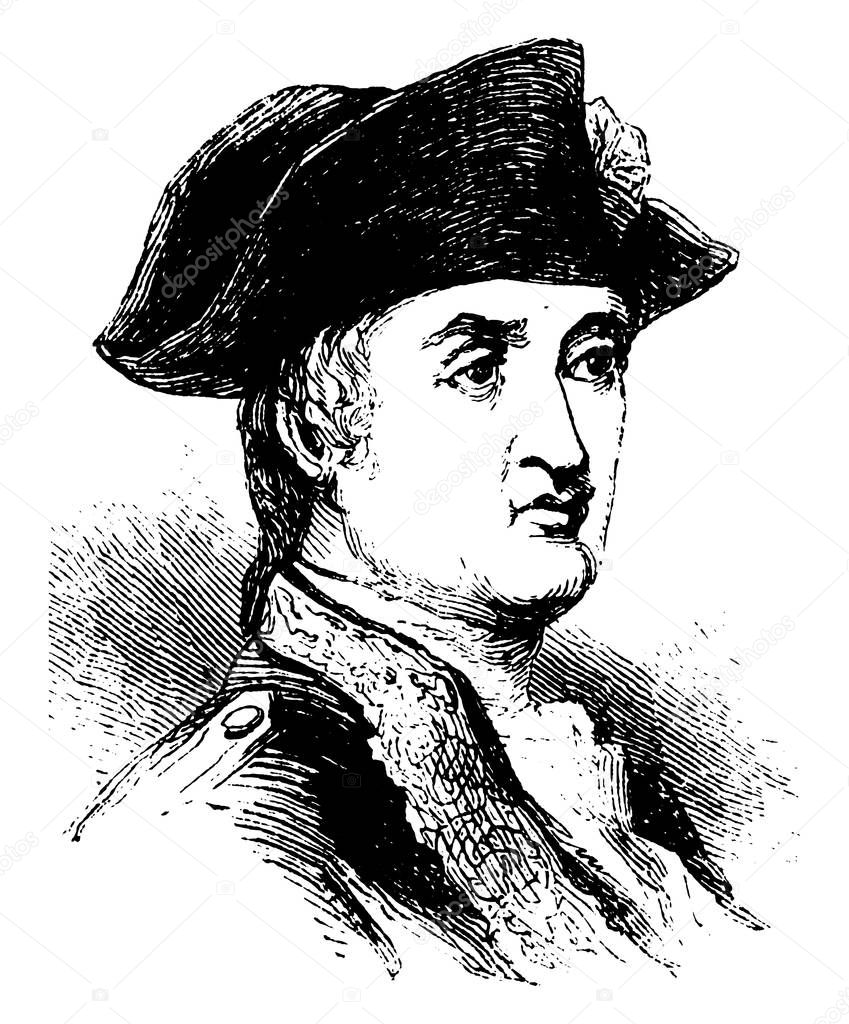 Marquis De St. Simon, 1749-1827, he was an astronomer and mathematician, vintage line drawing or engraving illustration