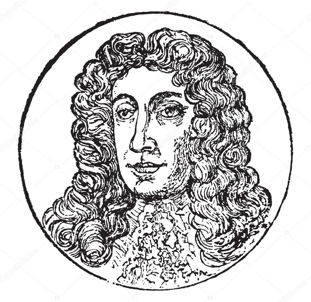James II, 1633-1701, he was the king of England and Ireland, vintage line drawing or engraving illustration