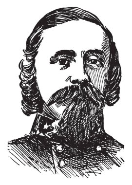 Genel Pickett, 1825-1875, Amerika Birleşik Devletleri Ordusu subayı ve Tümgeneral Müttefik Devletler Ordusu'nda Amerikan İç Savaşı, vintage çizgi çizme veya oyma illüstrasyon sırasında biriydi