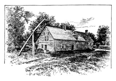 Bir ev görünümünü çok samimi dikim ve dünya, konut mimarlar ve tasarımcılar, vintage çizgi çizme veya oyma illüstrasyon mimarisindeki konut ihtiyacı.