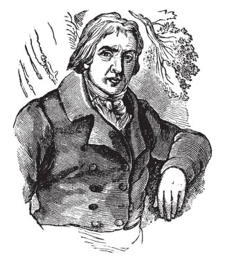 Edward Jenner İngiliz hekim ve çiçek aşısı, vintage çizgi çizme veya oyma illüstrasyon öncüsü olan o 1749-1823, bilimcidir
