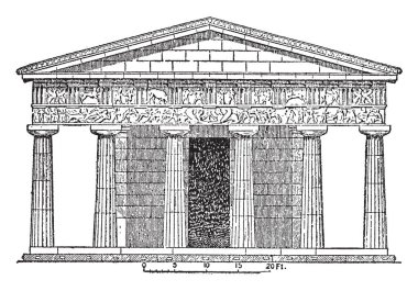 Assus tapınakta, Phrygia, çevredeki çoğunu Ida Dağı yer alır, bu çizim veya illüstrasyon oyma Doğu, Encyclopaedia Britannica, vintage uyumludur.