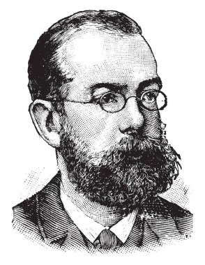 Robert Koch, 1843-1910, Yahudi asıllı Alman tıbbi ve öncü mikrobiyolog, şarbon basili, vintage çizgi çizme veya oyma illüstrasyon onun keşfi için ünlü olduğunu