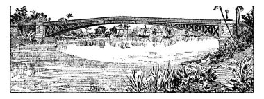 Köprü (kemer) kurye Saigon içinde vintage illüstrasyon kazınmış. Endüstriyel ansiklopedi E.-O. Lami - 1875.