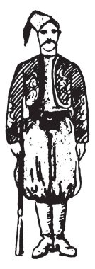 Jandarma polis görevleri, vintage çizgi çizme veya oyma illüstrasyon istihdam edildi bir birim neredeydi 1901 yılında Türkiye'nin asker.