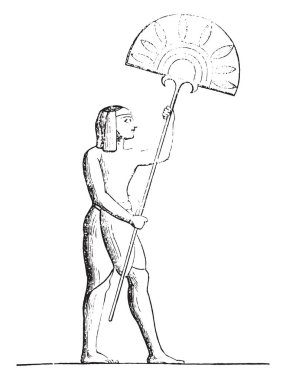 Mısır Fan, vintage illüstrasyon kazınmış. Endüstriyel ansiklopedi E.-O. Lami - 1875