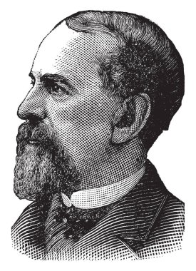 Samuel Sullivan Cox, 1824-1889, o bir Amerikalı Kongre üyesi, diplomat ve Osmanlı İmparatorluğu, vintage çizgi çizme veya oyma illüstrasyon ABD Büyükelçisi oldu