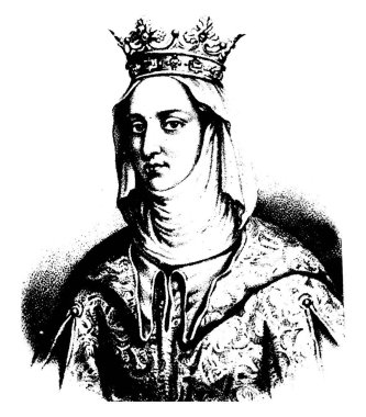 Jeanne de Navarre Navarre Kraliçe regnant ve Fransa, vintage çizgi çizme veya oyma illüstrasyon kraliçesi oldu o 1273-1305, oldu