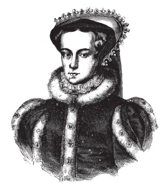 Queen Mary ben kanlı, 1516-1558, o İngiltere ve İrlanda üzerinden 1553 1558 için vintage çizgi çizme veya illüstrasyon oyma kraliçesi oldu