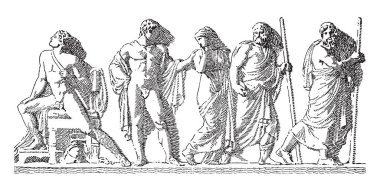 Achilles, vintage çizgi çizme Briseis olarak gösterilen veya illüstrasyon oyma bir portre.