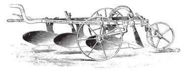 Trisoc Ransomes dünya alan, vintage oyulmuş illüstrasyon kapatmak için. Endüstriyel ansiklopedi E.-O. Lami - 1875