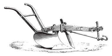 Amerikan pulluk Eckert, vintage oyulmuş illüstrasyon. Endüstriyel ansiklopedi E.-O. Lami - 1875