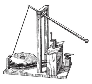 Bu resimde bir ocağın veya metaller, vintage çizgi çizme veya oyma illüstrasyon Isıtma için bir yer olan Forge temsil eder..