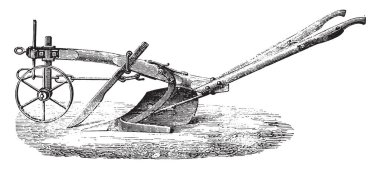 Yeni Plough Meixmoron, Dombasle, vintage oyulmuş illüstrasyon. Endüstriyel ansiklopedi E.-O. Lami - 1875