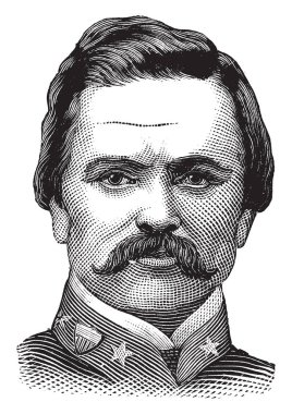 Simon Bolivar Buckner, 1823-1914, he was an American soldier and politician in the United States army and the 30th governor of Kentucky, vintage line drawing or engraving illustration clipart