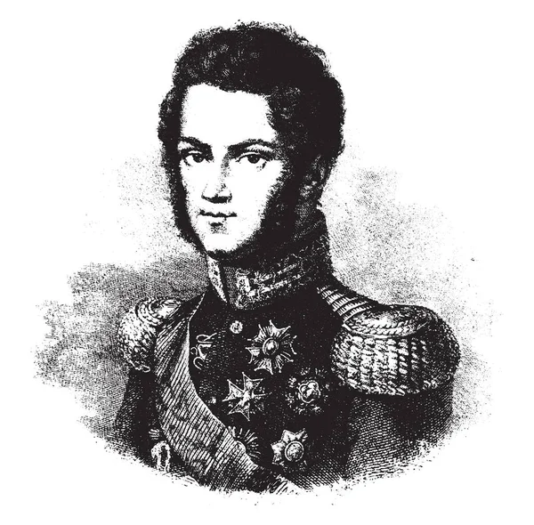 王子カルロ アルベルト カリニャーノ 1798 1849 1849 1831 年からサルデーニャ ビンテージの線の描画やイラストを彫刻の王 — ストックベクタ
