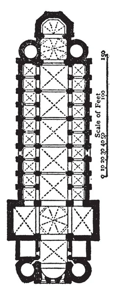 Domplan Würmern 10001025 Holzdach Erzbistum Bamberg Oberfranken Vintage Linienzeichnung Oder — Stockvektor