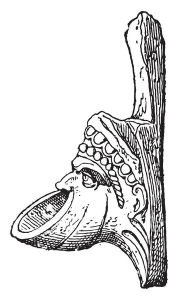 Maschera Gargoyle Illustrazione Incisa Vintage — Vettoriale Stock