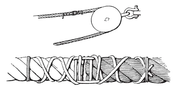 Sposamento Corde Cui Sposano Due Corde Disegno Linee Vintage Illustrazione — Vettoriale Stock