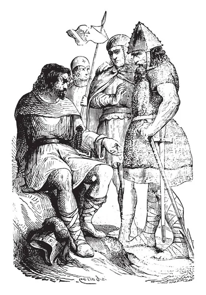 Żołnierzy Charlemagne Vintage Grawerowane Ilustracja Przemysłowe Encyklopedia Lami 1875 — Wektor stockowy