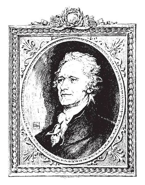 Alexander Hamilton, ABD'li devlet adamı, ilk ABD Hazine Bakanı ve kurucularının, Amerika Birleşik Devletleri, vintage çizgi çizme veya oyma illüstrasyon birini o 1755/57-1804, oldu