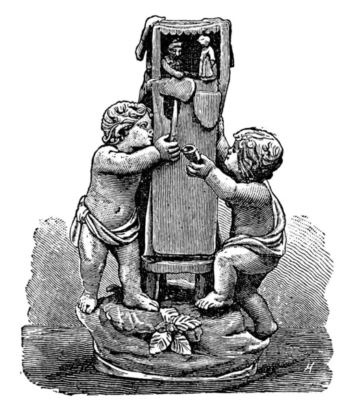 ヴェネツィア ビンテージの刻まれた図の磁器のグループ 産業百科事典 1875 — ストックベクタ