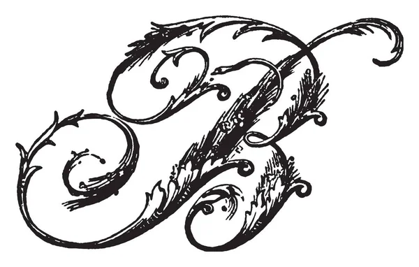 Заглавная Буква Орнаментальном Шрифте Рисунок Винтажной Линии Гравировка — стоковый вектор