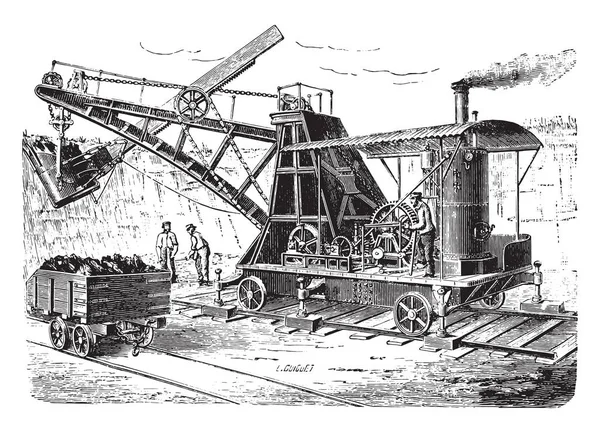 Vagon, vintage oyulmuş illüstrasyon serpiştirmek kaşık. Endüstriyel ansiklopedi E.-O. Lami - 1875