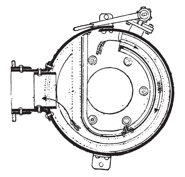 Diametrisk Avsnitt Genom Axeln Steam Utloppsröret Vintage Ingraverad Illustration Industriella — Stock vektor