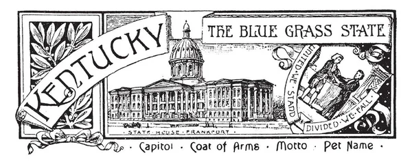 Állami Banner Kentucky Kék Állam Pecsét Van State House Középső — Stock Vector