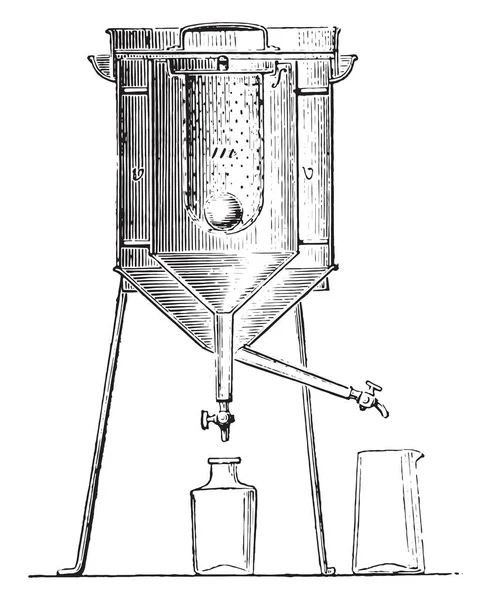 Calorimeter Van Lavoisier Laplace Vintage Gegraveerd Illustratie Industriële Encyclopedie Lami — Stockvector