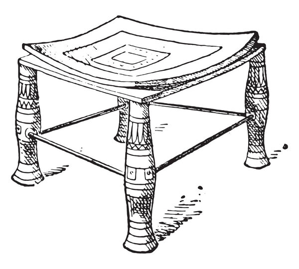 Stool, vintage engraved illustration. Private life of Ancient  Antique family 1881