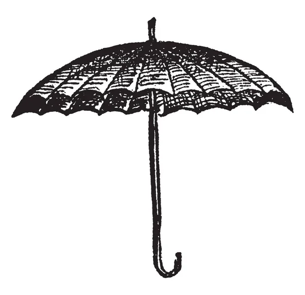 Paraplu Een Schaduw Scherm Vintage Lijntekening Gravure Illustratie — Stockvector