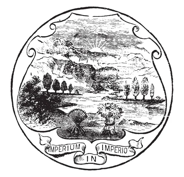 Selo Oficial Estado Norte Americano Ohio 1889 Este Selo Forma —  Vetores de Stock