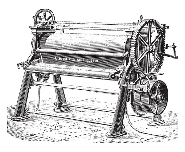 Machine Cylindre Feuilles Polissage Illustration Gravée Vintage Encyclopédie Industrielle Lami — Image vectorielle