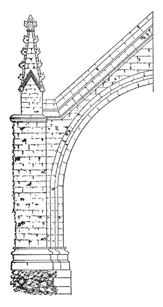 Flying Buttress Hall Westminster Carregado Metade Distância Desenho Linha Vintage — Vetor de Stock