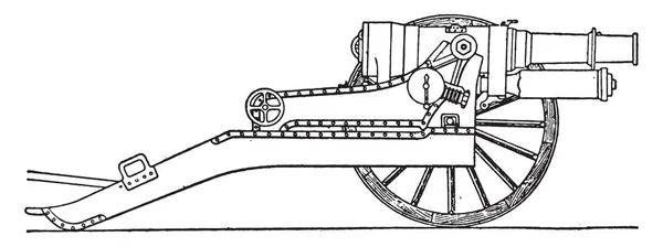 Canon 120 Curto Francês Vintage Gravada Ilustração Enciclopédia Industrial Lami — Vetor de Stock