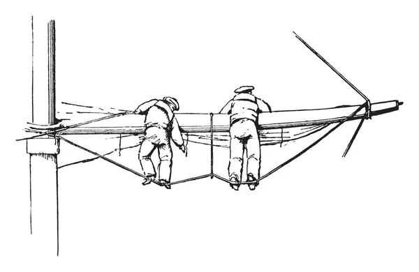 Fußseil Eines Segelschiffes Ist Ein Seil Das Unter Einem Hof — Stockvektor