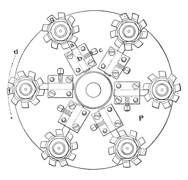 Esta Ilustración Representa Relieving Milling Cutters Lathe Donde Las Cuchillas — Archivo Imágenes Vectoriales