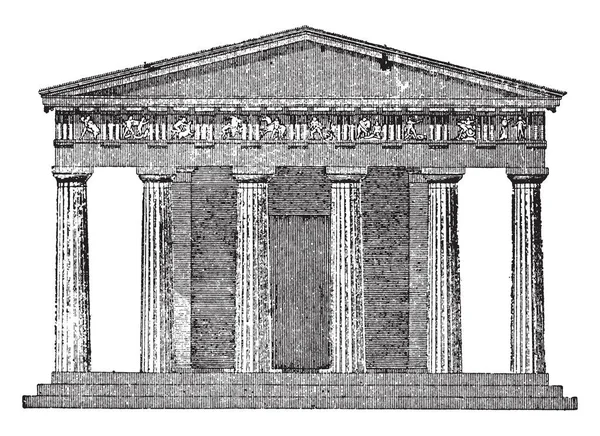 ドリス式神殿 前面の高さ ギリシア ドリス式柱式建設された神殿 古代ギリシア建築 ビンテージの線の描画や彫刻イラスト — ストックベクタ