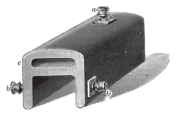 该图代表了烟道和末端鞍式锅炉的功能 复古线条图或雕刻插图 — 图库矢量图片
