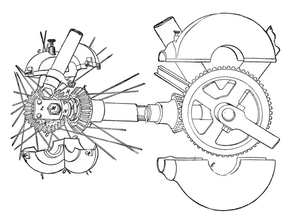 Doble Cadena Rodillos Ilustración Grabada Vintage Enciclopedia Industrial Lami 1875 — Archivo Imágenes Vectoriales