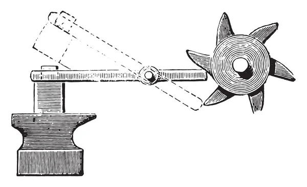 Nockenwelle Auf Hammer Aufgetragen Gravierte Illustration Industrieenzyklopädie Lami 1875 — Stockvektor