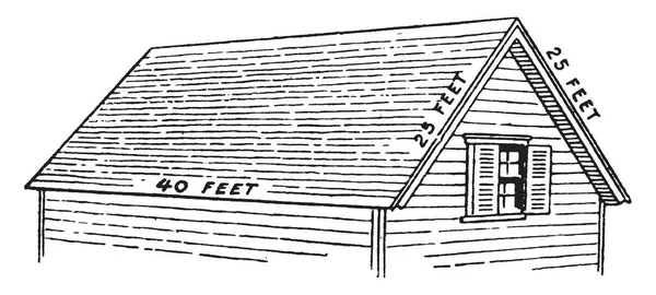 Huis Dak Gooide Steile Hellingen Bovenste Deel Framing Structuur Vintage — Stockvector