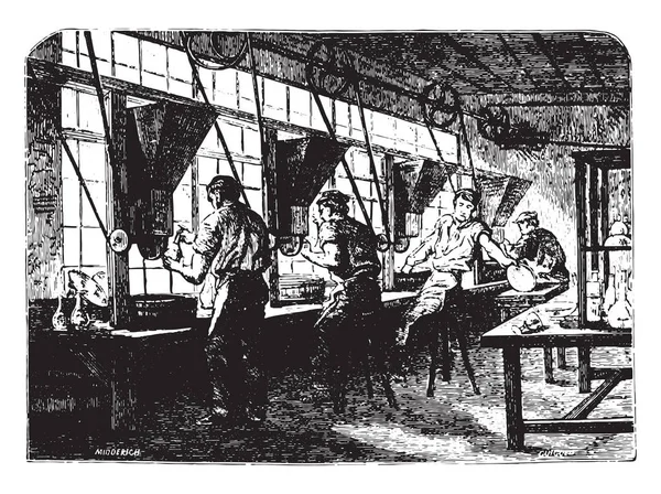 水晶大小 复古雕刻插图 工业百科全书 1875 — 图库矢量图片