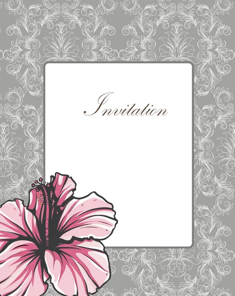 Carte Invitation Vintage Avec Motif Floral Rétro Élégant Décoré Fleurs — Image vectorielle