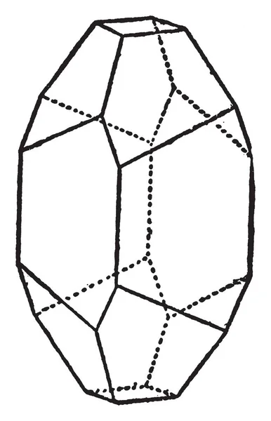 Este Diagrama Representa Cristal Fergusonita Dibujo Línea Vintage Ilustración Grabado — Vector de stock